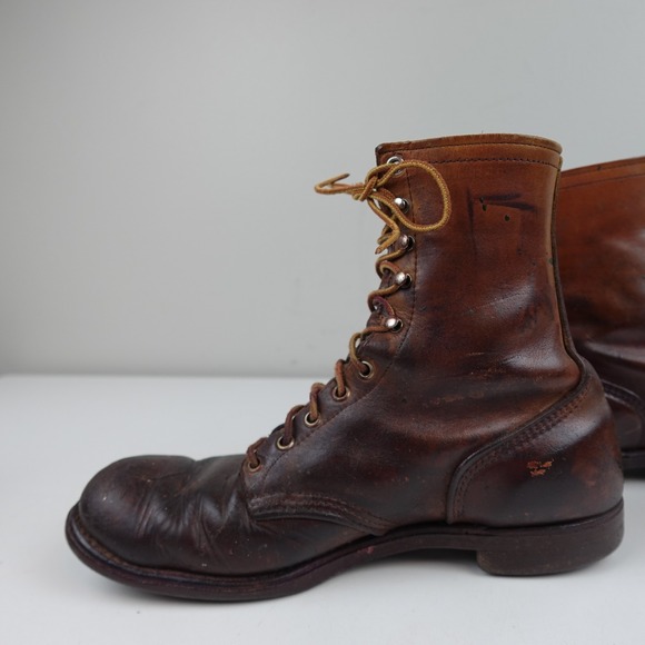 Vintage Red Wing Boots Mens Size 9.5 Brown Leather Iron Ranger Amber USA 50s 60s main image 9
